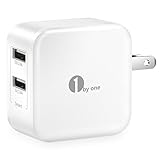 1byone 2.4A 24W Dual USB Wall Charger with Smart Charging Technology, Foldable Plug for iPhone, iPad, Samsung Galaxy, HTC, Nexus, Moto, Blackberry and More, White