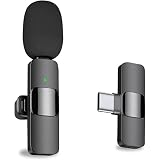 Professional Wireless Lavalier Lapel Microphone for Android Computer - Cordless Omnidirectional Condenser Recording Mic with USB C Interface for Interview Video Podcast Vlog YouTube