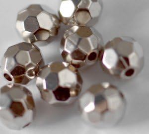 100 X 6mm Silver Tone Round Faceted CCB (Metallised) Spacer Beads - QUALITY Bead Findings for Jewellery Making