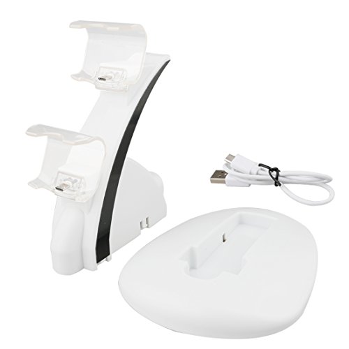 A-SZCXTOP Dual Game Charger Dock Station Stand for PS4 PlayStataion Wireless Controller with LED Light Indicators-White