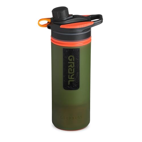 GRAYL GeoPress 24 oz Wasserfilterflasche – Filter für Wandern, Camping, Survival, Reisen (Oasis Green)