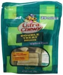 Ultra Chewy Double Treat Minis - Dog Treats - Value Pack 25 Minis Net Weight 13 Oz