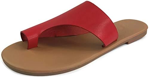 Harper Shoes Women's Toe Ring Slip-On Flat Slide Sandal