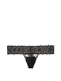 VICtORIA'S SECRET PINK Allover Tropical lace Thong Panty Black (Medium)