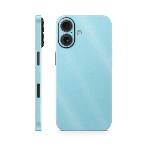 Glossy Glitter Phone Skin Compatible with Apple iPhone 16 - Solid Baby Blue - P…