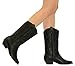 MVE Shoes Women's Western Cowboy Pointed Toe Knee High Pull On Tabs Boots Black 7.5