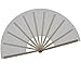 HONSHEN Chinese Hand Fan - Folding Fan with Nylon Cloth, 13 inch (White)