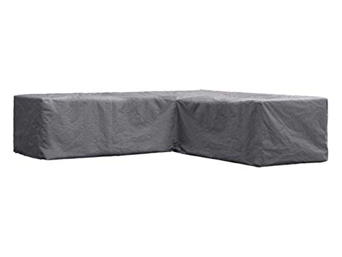 Perel Schutzhülle für Gartenmöbel, Abdeckplane, Abdeckhülle Garten, Möbel Abdeckung, Schutz Gartenmöbel, Winterabdeckung, grau, L-förmig, 215 x 215 x 70 cm