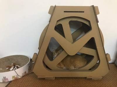 Amazon Yumoa 段ボール製 トレッドミル 大きい 猫 回し車 観覧車 ランニングマシン 猫登山フレーム ホイール 回転段ボール Catwheel 猫のおもちゃ 耐荷重7 5kg Raku Raku L Yumoa 爪とぎ 通販