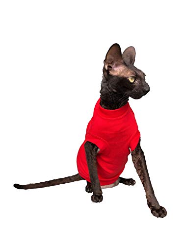 Kotomoda Sphynx Cat's turtleneck Maxi InRed Naked Cat Hairless Cat Clothes (L)