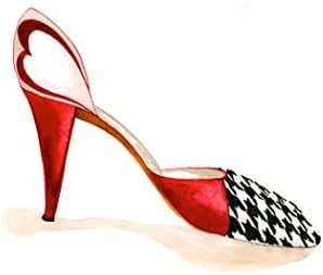 Houndstooth and Crimson High Heel Giclee print, signed and numbered