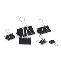 60 Pcs Binder Clips, Bulldog Clamps Metal Paperclips Binder Office Clips 15 mm, 19 mm, 25 mm, 32 mm, 41 mm, 51 mm Clamp Binder Office Supply Organizer