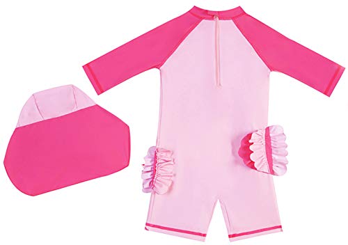 Baby Toddler Girls Unicorn Swimsuits One Piece Swimwear Bathing Suits Rash Guard UPF 50+ (Sweet Flamingo, 9-18 Months)