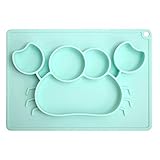 Cheaboom Silicone Food Placemat, Silicone Food Tray Babies Placemat Plate Non-Slip Placemat or Kids,Toddlers (Light Green)