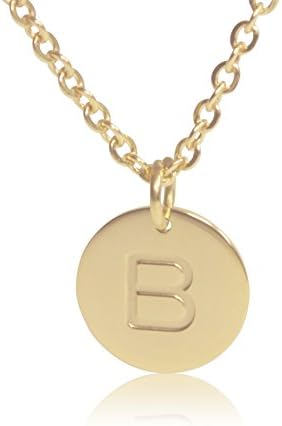 Wild Flower Jewelry 18K Gold-Plated Round Disc Engraved Initial Pendant 18” Adjustable Necklace with Personalized Alphabet Letter