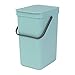 Brabantia Sort & Go Kitchen Recycling Can (4.2 Gal / Mint) Stackable Waste Organiser with Handle & Removable Lid, Wall/Cupboard Mounting