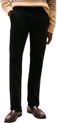 Tommy Hilfiger Men's Denton Corduroy Straight Fit Chinos, Black (Black), 38W/28L