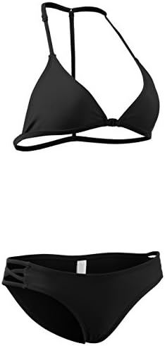 DOUBLDO Womens Solid Sexy Triangle Halter Strap Bikini Set
