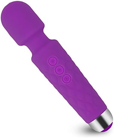 Cordless Personal Handheld Electric Wand Massager, ShiBizz Multi Speeds & 20 Patterns Waterproof Silicone Massager for Body Therapeutic, Wireless & Rechargeable (Purple)
