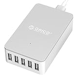 ORICO 5-Port USB Charger, Multi Port USB Charger with 4' Detachable Power Cord for iPhone, iPad, Samsung Galaxy, Nexus, Pixel, HTC, and more- White