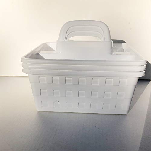 Plastic Caddies with Handle White Shower Caddy Portable Basket Classroom Table Pantry