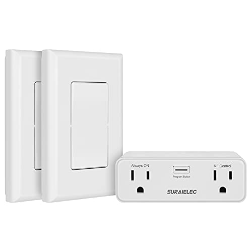 Suraielec Wireless Wall Switch Remote Control Outlet (1 RF Control + 1