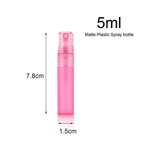 Elfenstal- 12pcs 5ml 1/6OZ Atomizer Empty Matte Plastic bottle Spray Refillable Fragrance Perfume Scent Sample Bottle Clean Cloth for Travel Party Makeup Tool 3ml Pipette
