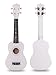 Wooden Ukulele 21 Inch Soprano Hawaiian Guitar Basswood Small Guitar for Beginner (White)