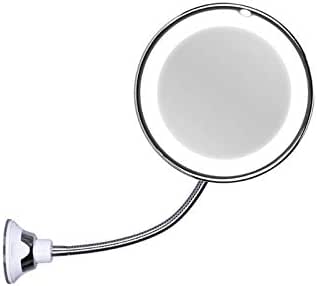 Espejo de afeitado con iluminación LED, 360 rotación flexible, cuello