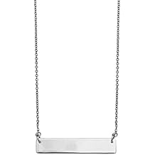Women's Engravable 925 Sterling Silver Cable Chain Necklace with 7X28MM Polished I.D. Bar, Size 0