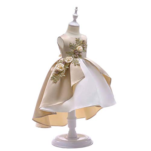 AYOMIS Girl Dress Princess Gowns Party Flower Christmas Wedding Dresses(Champagnge,5-6Y)