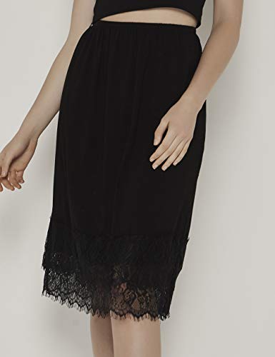 Women's Half Slip Skirt Anti-Static Knee Length Lingerie Plus Size Underskirt Lace Trim Elastic Waist Midi Skirt