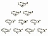 Cosmos 10 PCS ½ inch Silver Color Stainless Steel D Shackles with Cosmos Fastening Strap