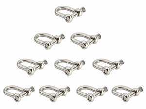 Cosmos 10 PCS ½ inch Silver Color Stainless Steel D Shackles with Cosmos Fastening Strap