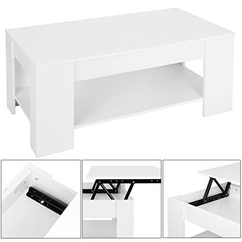 ZENY Lift Top Coffee Table with Hidden Compartment and Storage Shelves