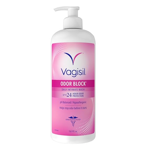 VAGISIL FEMININE WASH FOR INTIMATE AREA HYGIENE, ODOR BLOCK, GYNECOLOGIST TESTED, HYPOALLERGENIC, 16.9 OZ WITH PUMP