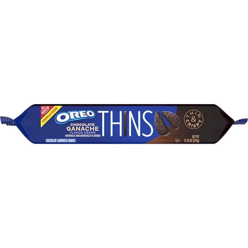 OREO THINS CHOCOLATE GANACHE CREME CHOCOLATE SANDWICH COOKIES, FAMILY SIZE, 12.33 OZ