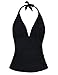Hilor Women's Plunging V Neck Halter Swim Tops Shirred Tankini Top