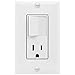 ENERLITES Combination Decorator Receptacle, Residential Grade, 15A/120V, 15A/125V Outlet, UL Listed, 68625-W, 1 Pack, White Paddle Switch