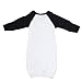 Laughing Giraffe Raglan Baseball Baby Gown with Foldover Mittens (White/Black),0 - 6 Months