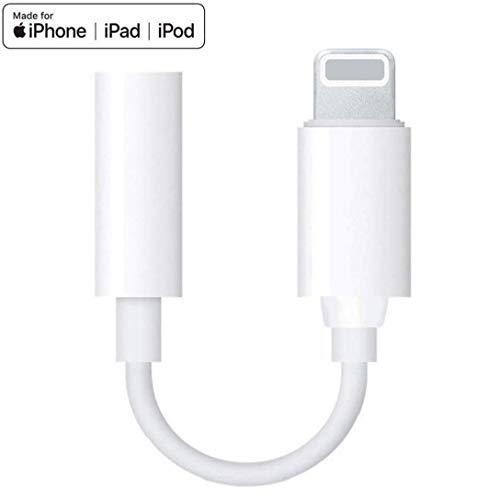 Headphone Adapter to 3.5mm Jack for iPhone 7 AUX Earphone Splitter Stearo Music Audio Compatible for iPhone X 8/8 Plus 7/7Plus Converter Accessories Headphone Connector Cable Support All iOS White