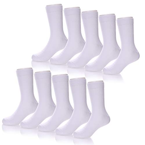 LANLEO 10 Pack Toddler Kids Boys Girls Socks Soft Cotton Breathable Classic School Athletic Casual Crew Socks (10 Pairs Classic White, 3-5 Year Old)