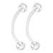Bioplast curved barbells eyebrow rings 16 gauge tragus piercing earrings 16g (1.2mm), 3/8