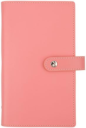 Business Name Card Holder PU Leather Book Style ID Card Organizer (120 Cell) (Pink)