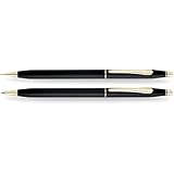 Cross Classic Century Classic Black Ballpoint Pen &amp; 0.7mm Pencil with 23KT Gold Plated Appointments (250105)