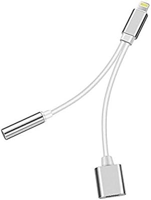 Hongva, iphone 7 Adapter,iphone 7 Plus Adapter,Adapter iphone 7,Adapter for iphone 7 Plus,2 in 1 Lightning to 3.5mm Aux Headphone Jack and Charger Cable adapter for iphone 7 plus Adapter-Silver