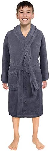 SUNBIBE Kids Robes,Terry Flannel Bathrobe for Girls Boys, Shower Spa Bath Towel Nightgown Sleepwear with Pockets