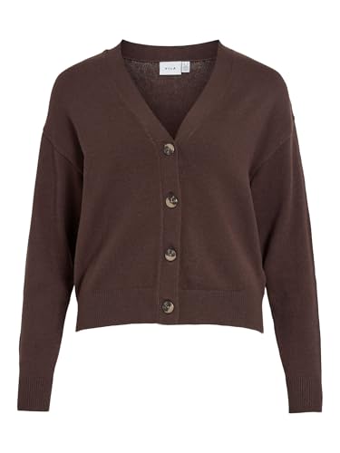 Vila Cardigan VIRIL pour Femme avec col en V, Chocolat, S