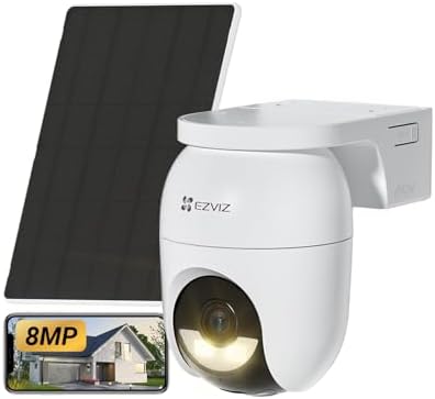 Câmera de Vigilância WiFi ao Ar Livre de 4MP, Câmera Sem Fio AOV 360° PTZ com Bateria de 5200mAh, Deteção de Forma Humana/Veículo, Visão Noturna Colorida, Defesa Ativa, Painel Solar CB8 Lite+5W