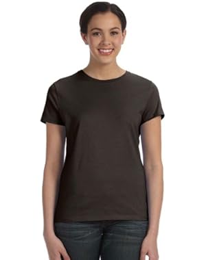 Hanes Womens 4.5 oz., 100% Ringspun Cotton nano-T T-Shirt (SL04) DARK CHOCOLATE